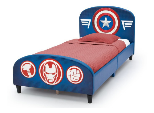 Cama temática Delta Children Avengers individual color azul fabricada en plástico