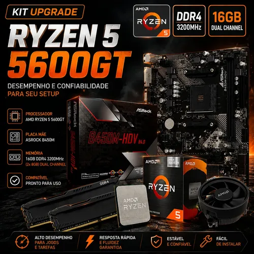Kit Upgrade Amd Ryzen 5 5600gt + B450m Ddr4 + 16gb 3200mhz