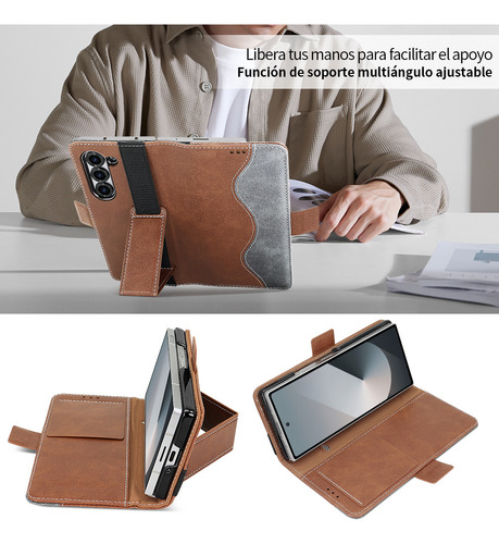 Funda De Piel Con Ranura Para Tarjetas Y Tapa Para Samsung Fold 5 6