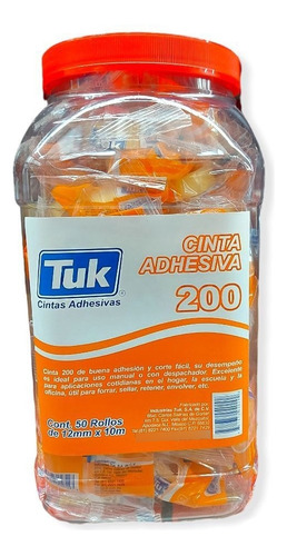 Cinta Adhesiva Diurex Paqute Con 50 Pzs Tuk