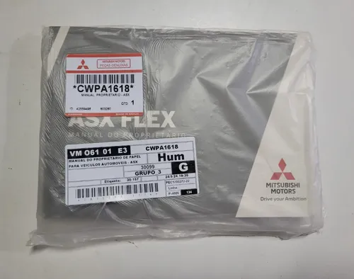 Manual Do Proprietário Mitsubishi Asx 2.0 Flex 2018  Novo