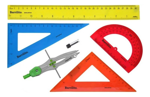Juego De Geometría Barrilito Super Flexible 5pz