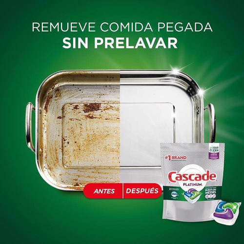 Imagen 7 de 10 de Cascade Platinum Actionpacs Detergente Lavavajillas 21 Pz