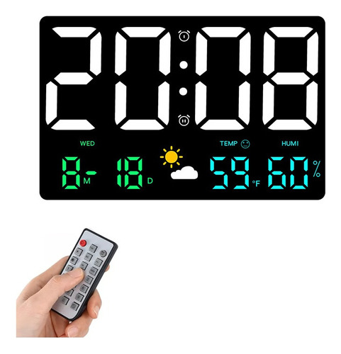 Reloj De Pared Digital Led Con Termómetro Alarmas Calendario