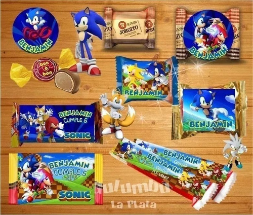 Imagen 6 de 8 de Kit Imprimible Sonic Cumpleaños Candy Bar Fiesta Cotillon