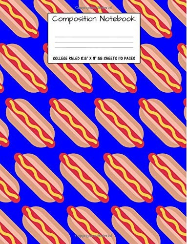 Composition Notebook College Ruled Food Hot Dog Bun Cute Com