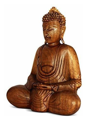 Colección G6 Estatua De Buda Sentada Serena De Madera Escult