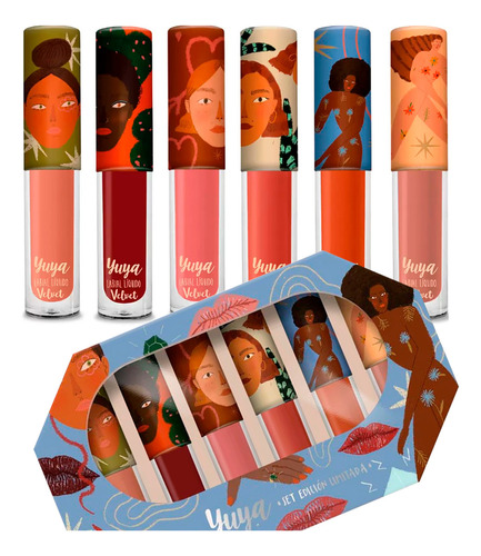 SET DE 6 Labiales Velvet YUYA Larga Duración - Edición Limitada