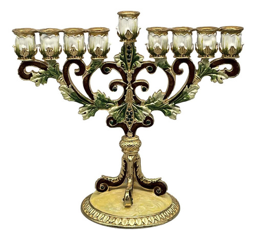 Candelabro De Metal Pintado A Mano Hanukkah Menorah,