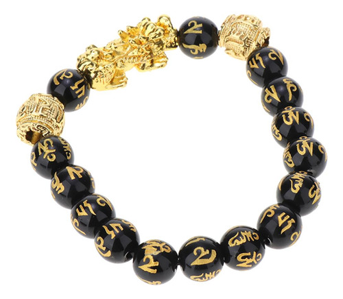 Pulsera De Xiu Oro Regalo De Pulsera De Obsidiana 10mm