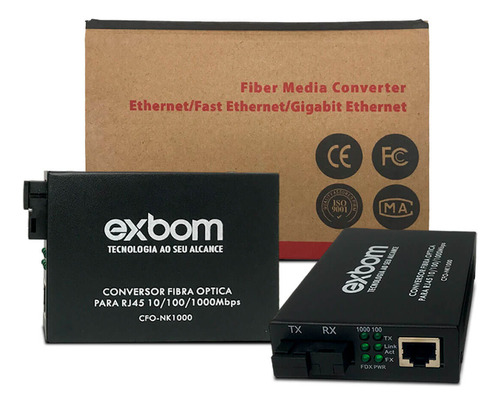 Fonte Conversor Extensor Internet Fibra Óptica 5km 1000mbps