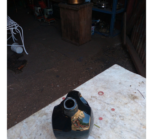 Antiguo Porron De Ceramica Verde Oscuro Casi Negro Sin Tapa (Usado)