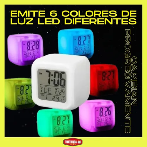 Reloj Digital Suono Cubo Luces Led Alarma Despertador Temperatura A solo  2200 pesos - Diseño Moderno. - Va cambiando progresivamente de…