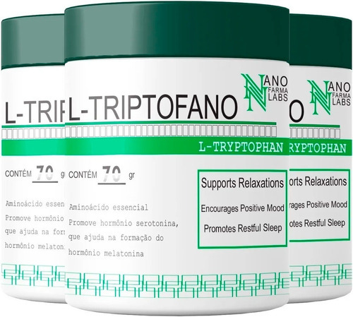 4x L-triptofano Puro Em Pó 70g - Nano Farma Labs Sabor Melatonin