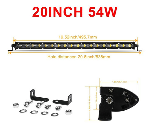 Barra Slim Led 20 Pulgadas 18 Leds 54w 2019 Jeep 4x4 Univer