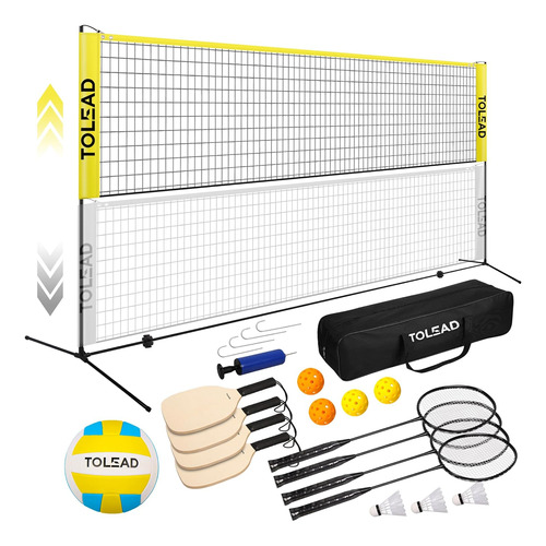All-in-one Pickleball & Badminton Net Set, Portable Volleyba