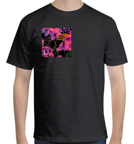 Playera Cuello Redondo - Logo De Rosas Neón