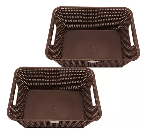 2 Piezas Canasta Rattan Con Tapa Multiusos