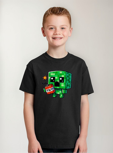 Remera Niño Niña Minecraft Creeper Tnt Personalizada