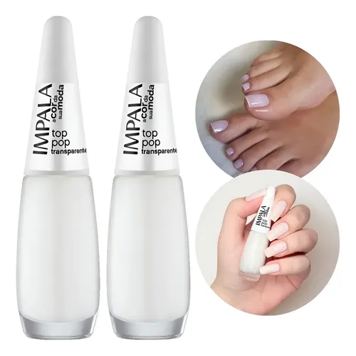 Kit 2 Esmalte Impala Top Pop Francesinhas Branco Clarinho Transparente