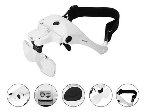 Óculos Lupa De Cabeça Com Iluminação De Led 5 Lentes
