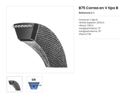 Correa B75 Marca Gates 