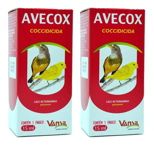 Kit 2 Avecox Coccidicida 15ml - Coccidiose Aves Pássaros