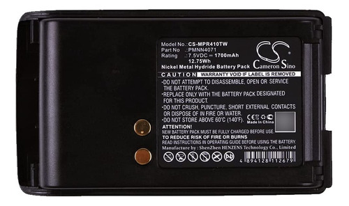 Batería De Repuesto Pmnn4071ar Para Motorola A6, A8, Bpr40,