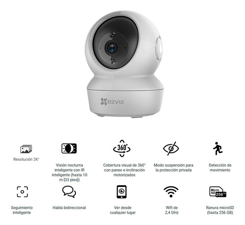 Cámara De Seguridad Domo Ezviz H6c Color Blanco