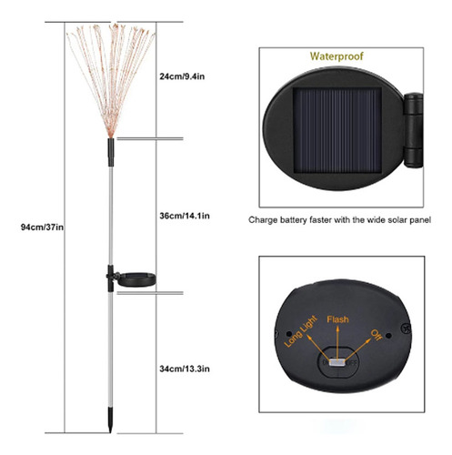 150 Luces Led Solares Para Fuegos Artificiales, 2 Modos, 2 U