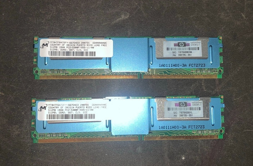 2 Memórias Micron 512mb 1rx8 Mt9htf6472fy-667d4d3