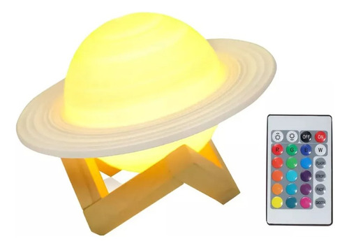 Lámpara Saturno 3d 16 Colores + Atril Galactica + Control