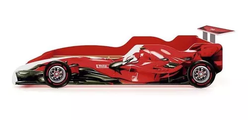 Cama Infantil Solteiro Carro Formula 1 Vermelho para Colchão 88cm