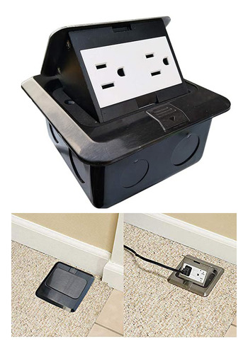 Oraab 2 Tomas Emergentes De Suelo Tipo Empotrado, Caja Oculta De Enchufe Con Tapa Abatible, Ideal Para Encimeras En Hogares Y Oficinas, Diseño Discreto Y Funcional Para Múltiples Usos Eléctricos