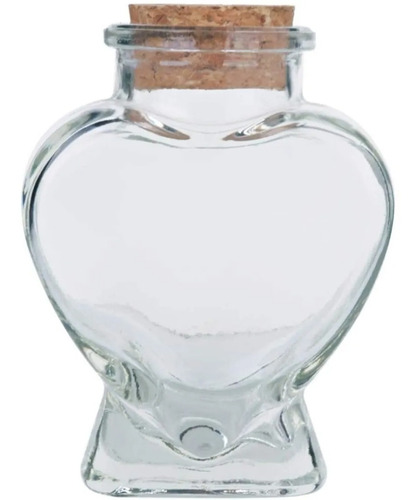 20 Botella De Corazón Con Tapa De Corcho Frasco Vidrio
