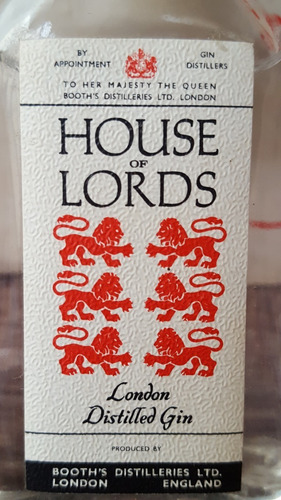 Caja De Botellas En Miniatura Booth's House Of Lords Gin (Usado)