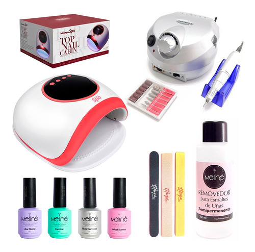 Teknikpro Top Nail Cabina 60w + Torno + 4 Meliné Esmalte Gel