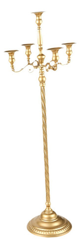 Suporte De Vela Com 5 Ramos Candelabros Dourado 23x89cm