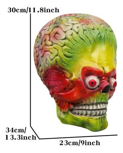 Cafele Mars Alien Attacks Mask Con Cerebro Realista Máscara