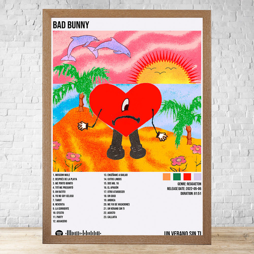 Cuadro Bad Bunny Un Verano Sin Ti 30x40 Cm C335 Marrón Claro Clasico