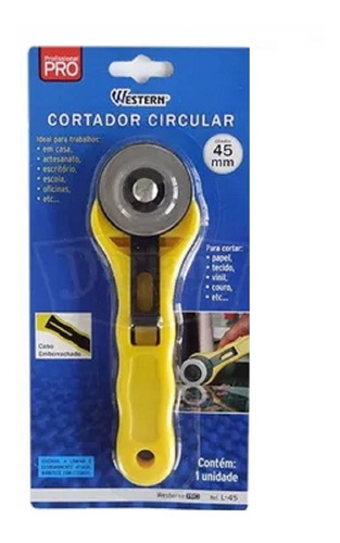 Cortador Circular Profissional Tecido, Papel Western 45mm