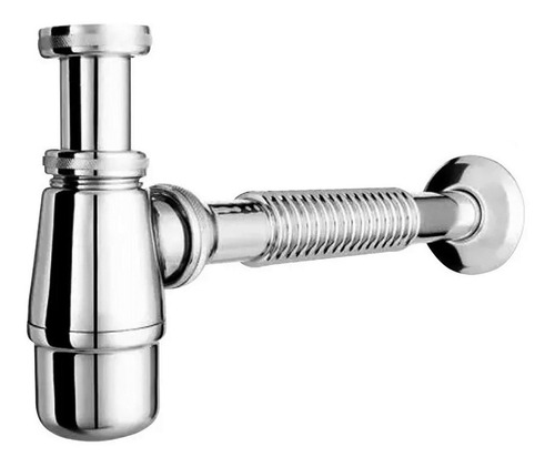 Sifón Tipo Botella Corrugado Acero Inox 1- 1/4 Daccord Baño Color Plateado