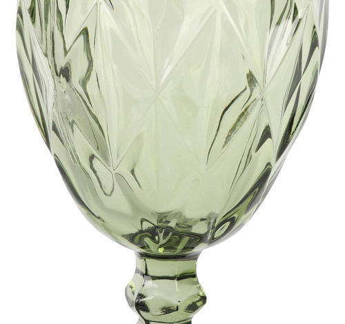 Set X6 Copas Vidrio Verde Tallado Dakota Elegante Estilo Vintage Resistente