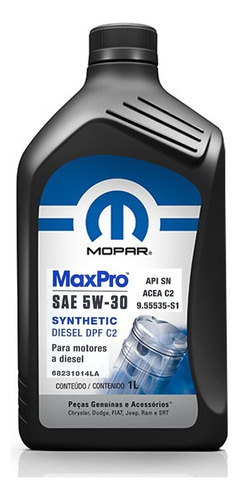 Combo Oleo 12 Litros Mopar Maxpro Diesel 5w30 100% Sintetico