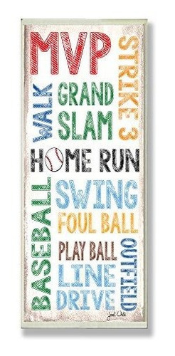 Stupell Home Decor Home Run Baseball Typography Rectangle Wa