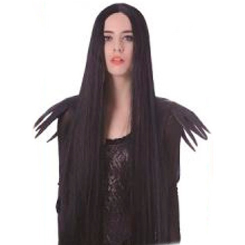 Peluca Morticia Addams Cotillon Disfraz Halloween Pelo