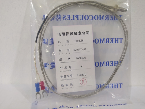 Termocupla Tipo K  Cable De Malla Metálica 1mts De 0-600°c 