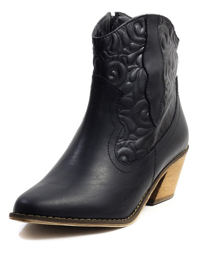 Botas Texanas Dama Cuero Negro Bacalar