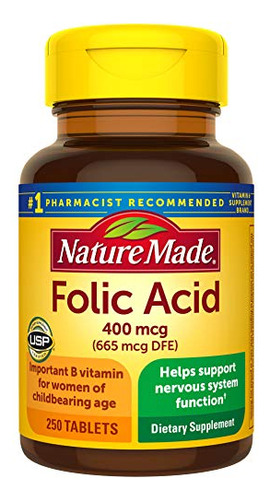Acido Folico 400mcg (665mcg Dfe) 250tab Nature Made