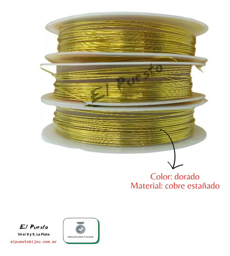 Pack 55 Mt Alambre Cobre Estañado Dorado Tocado Flores 0.5mm Dorado